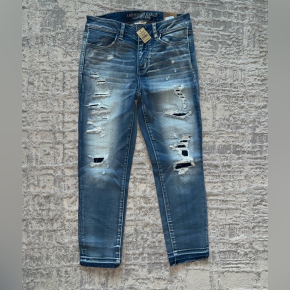 Abercrombie & Fitch Men's Ripped Dark Blue Skinny Jeans - Picture 1 of 5